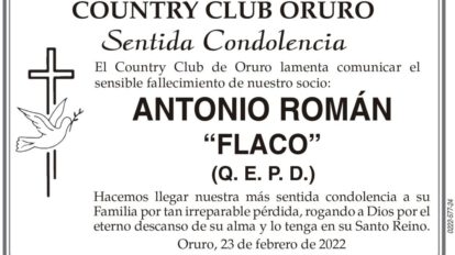 Condolencias por el fallecimiento de Antonio Román Flaco