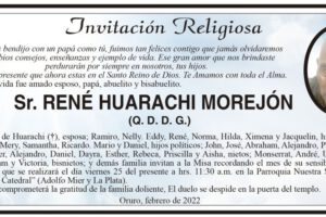 Invitación Religiosa para René Huarachi Morejón