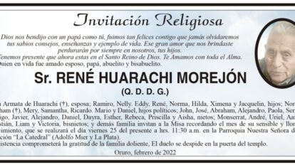 Invitación Religiosa para René Huarachi Morejón