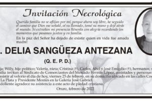 Invitación Necrológica de Delia Sangüeza Antezana