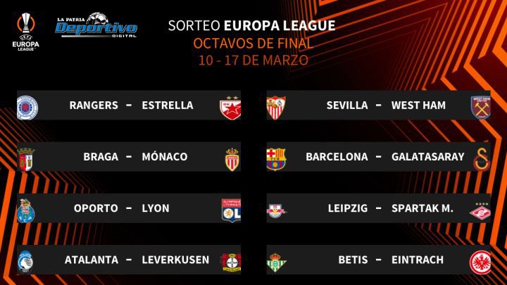 octavos de final Europa League con Barcelona y Galatasaray