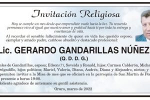 Invitación Religiosa por Lic. Gerardo Gandarillas Núñez