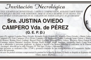 Invitación Necrológica de Justina Oviedo Campero