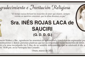 Agradecimiento e Invitación Religiosa por Inés Rojas Laca