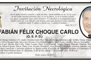 Invitación Necrológica de Fabián Félix Choque Carlo