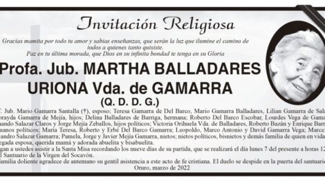 Obituario de Martha Balladares Uriona