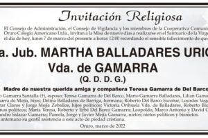 Invitación Religiosa para Martha Balladares Uriona