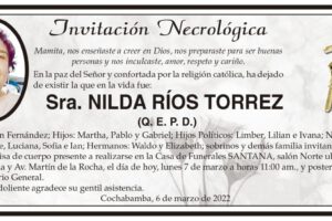 Invitación Necrológica de Nilda Ríos Torrez