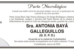 Necrológico de Antonia Bayá Galleguillos