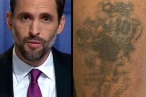 Tatuaje de Maradona en la pierna de Juan Zamudio