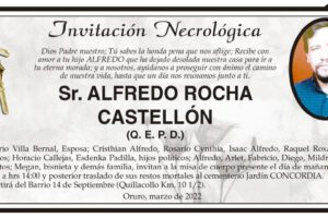 Invitación Necrológica: Sr. Alfredo Rocha Castellón (Q. E. P. D.)
