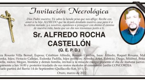 Invitación Necrológica: Sr. Alfredo Rocha Castellón (Q. E. P. D.)