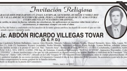 Lic. Abdón Ricardo Villegas Tovar obituario