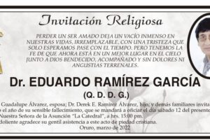 Invitación Religiosa para Dr. Eduardo Ramírez García