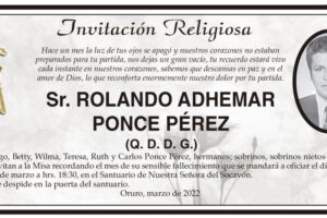 Invitación Religiosa para Rolando Adhemar Ponce Pérez