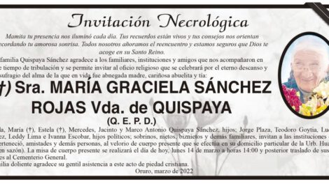Invitación Necrológica María Graciela Sánchez Rojas