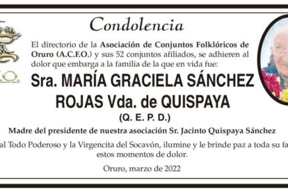 Condolencia por María Graciela Sánchez Rojas