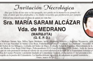 Invitación Necrológica de María Saram Alcázar