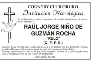 Invitación Necrológica: Raúl Jorge Niño de Guzmán Rocha