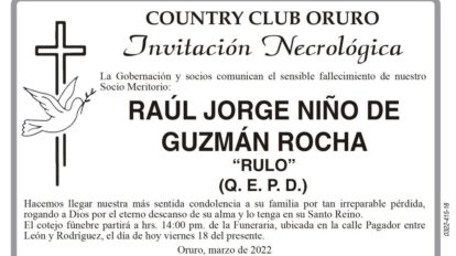 Invitación Necrológica: Raúl Jorge Niño de Guzmán Rocha