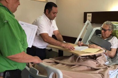 Percy Fernández en el hospital donde se encuentra internado