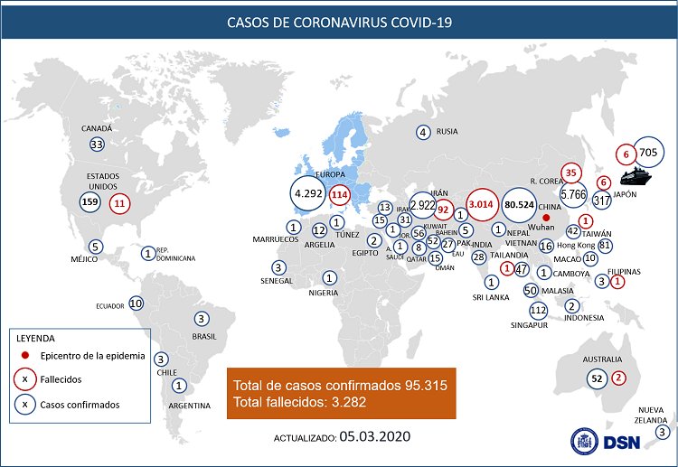 Mapa de la situación del coronavirus