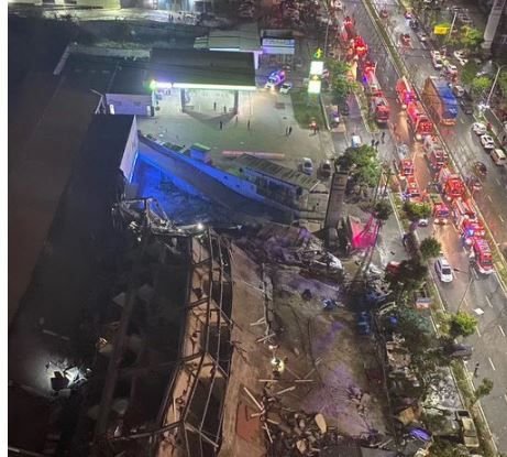 Hotel en cuarentena se derrumba dejando 70 personas atrapadas