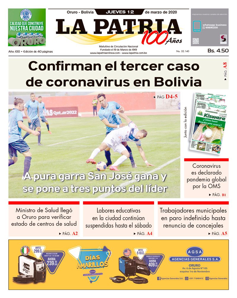 Portadas impresas del 12 de marzo de 2020