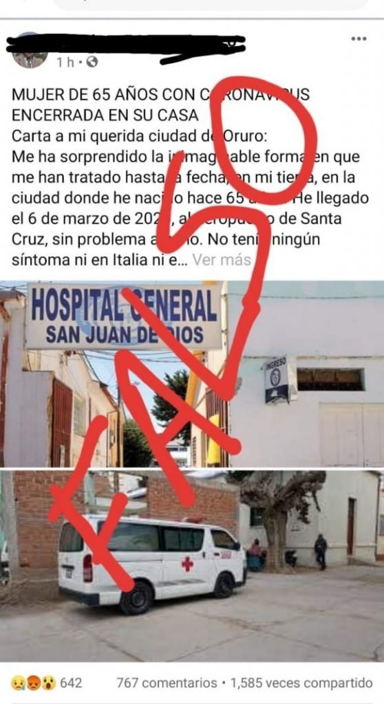 paciente cero coronavirus Oruro