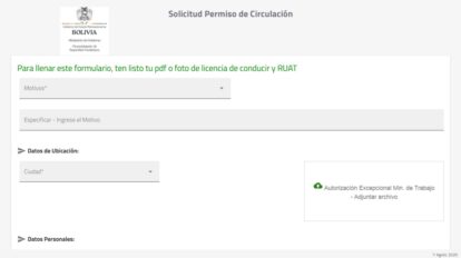 Permiso de circulación especial a través de plataforma en internet