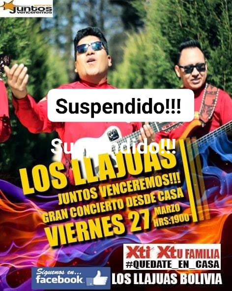 Concierto virtual Los Llajuas suspendido por nuevas disposiciones de la cuarentena