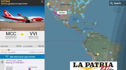Supertanker está rumbo a Bolivia para sofocar incendios en la Chiquitania