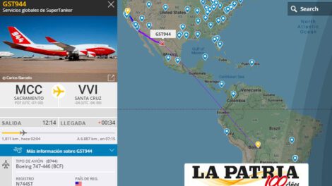 Supertanker está rumbo a Bolivia para sofocar incendios en la Chiquitania