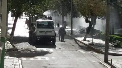 Fumigación de calles para prevenir el contagio del coronavirus