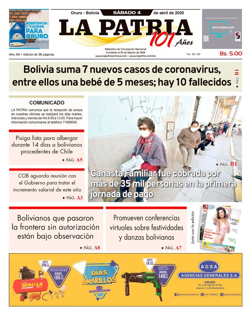 Edición PDF La Patria del 4 de abril de 2020