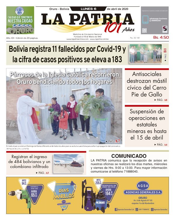 Edición PDF La Patria del 6 de abril de 2020