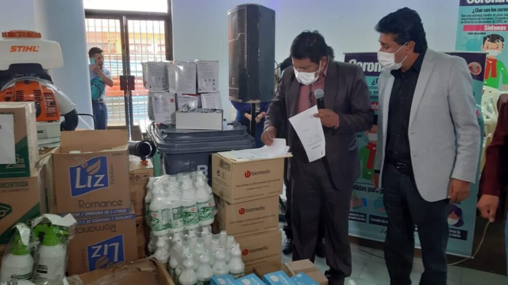 insumos de bioseguridad entregados por la Alcaldía de Oruro