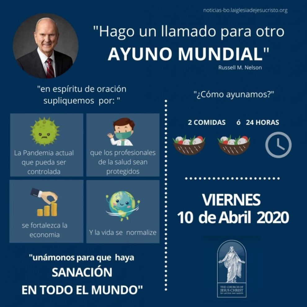Ayuno mundial Covid-19 convocado por la Iglesia de Jesucristo de los Santos de los Últimos Días