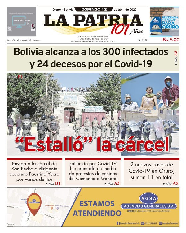 Edición PDF La Patria del 12 de abril de 2020