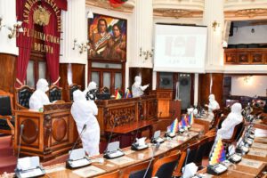 Simulacro de bioseguridad en la Asamblea Legislativa Plurinacional