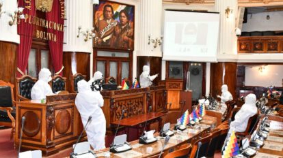 Simulacro de bioseguridad en la Asamblea Legislativa Plurinacional
