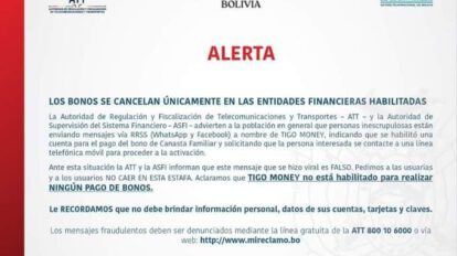 Estafas en Tigo Money alertadas por ATT y ASFI