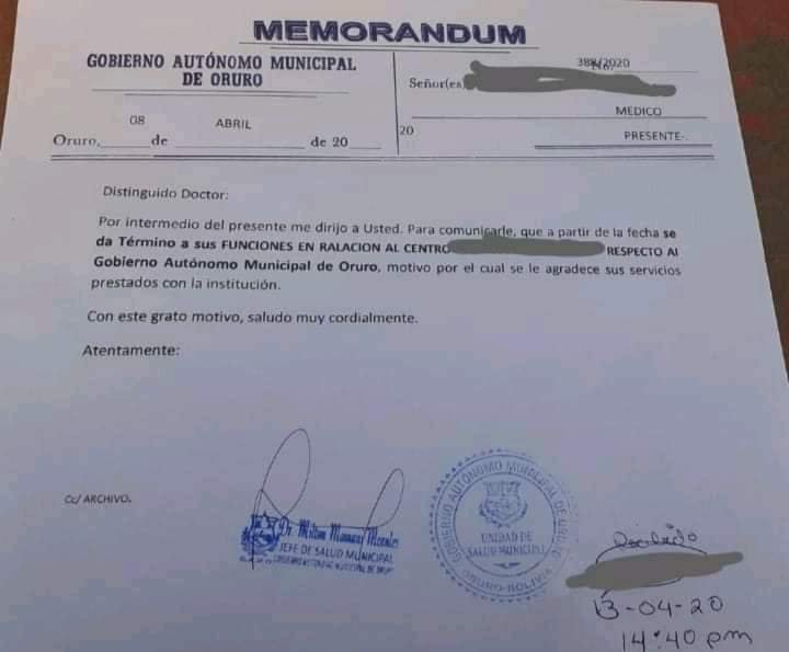 Conflicto por despido masivo en la Alcaldía de Oruro