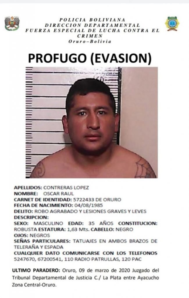 Fuga de reo en Oruro