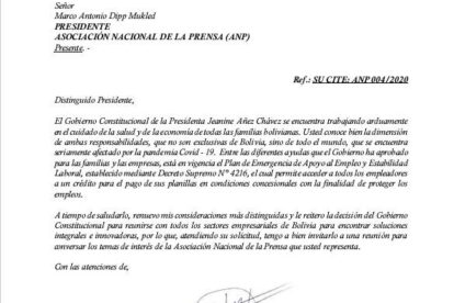 Asociación Nacional de la Prensa recibe respuesta del Ministerio de la Presidencia