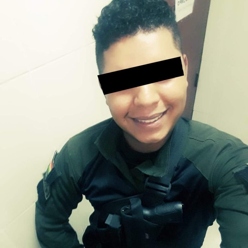 Foto del miembro policial afectado por Covid-19 en Santa Cruz