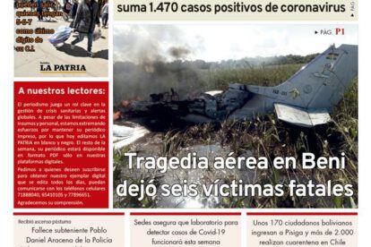 Edición PDF La Patria del 3 de mayo de 2020