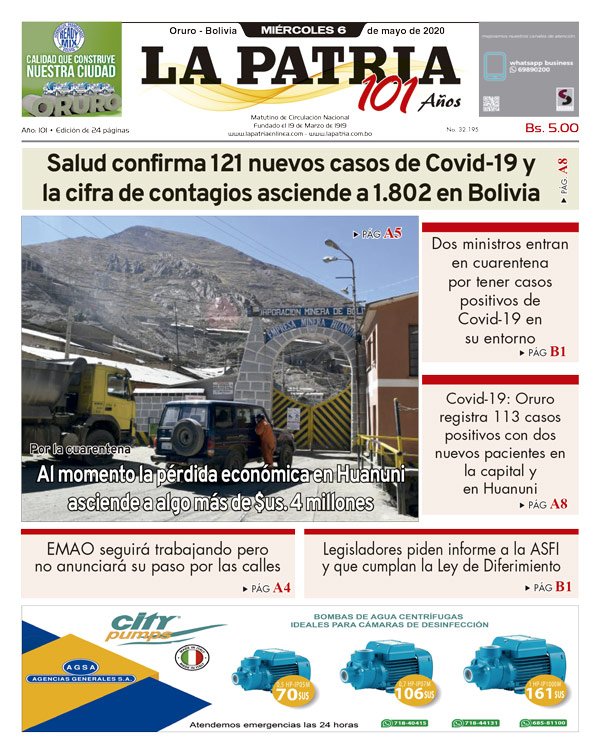 Edición PDF La Patria del 6 de mayo de 2020