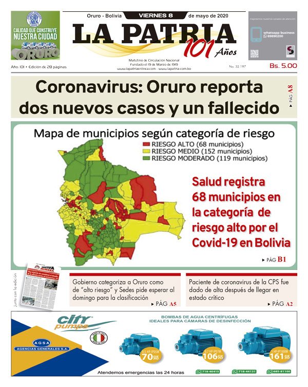 Edición PDF La Patria del 8 de mayo de 2020