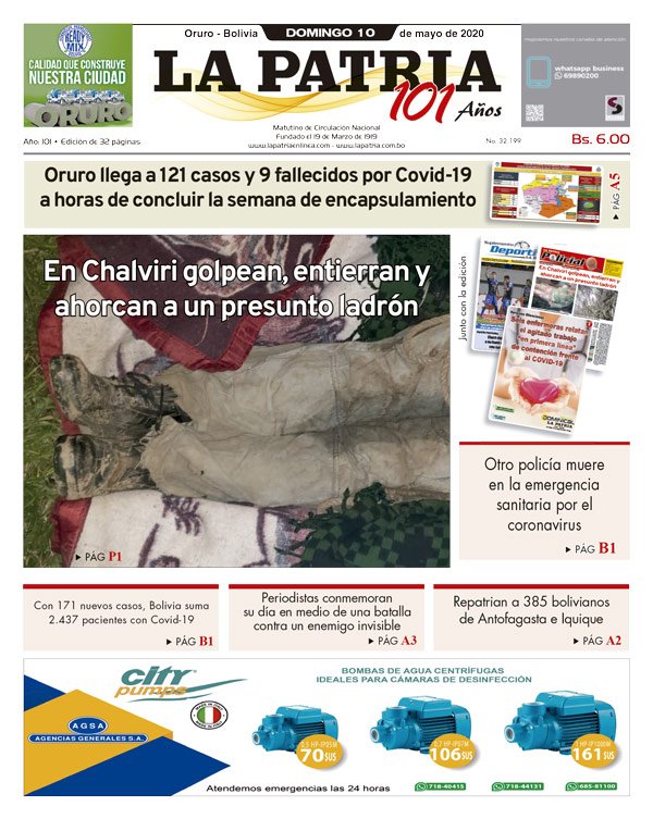 Edición PDF La Patria del 10 de mayo de 2020